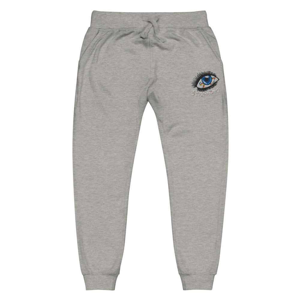 "Fisheye" embroidered fleece sweats