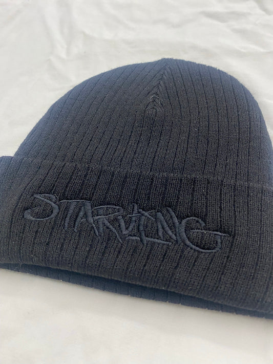 STARVING SCRIPT BEANIE - BLACK